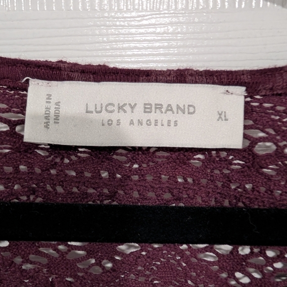 Lucky Brand Women's Purple Flutter Sleeve Button Up Embroidered Boho Blouse XL - Picture 3 of 11